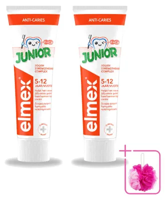 Zdjęcie produktu dla 2 sztuki pasty do zębów Elmex Junior - dla dzieci w wieku 5-12 lat - 75 ml - zestaw ekonomiczny