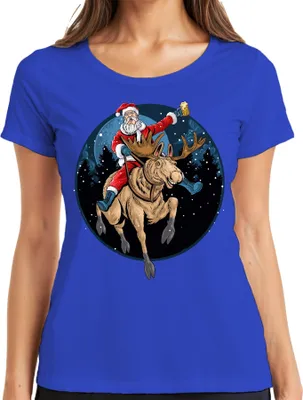 Produktbild von Weihnachtsmann Bier Rentier - Weihnachten Weihnachtsgeschenk Christmas Damen T-Shirt, Blau, M