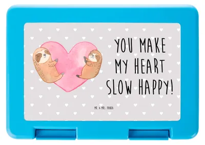 Produktbild von Mr. & Mrs. Panda Bentobox Faultiere Herz - Grau Pastell - Geschenk, für Frauen, Bento Box, Lebensmittel Aufbewahrungsbox, Jahrestag, Hochzeitstag, Brotzeitdose, Partner