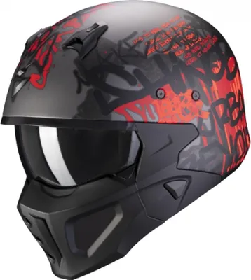 Image de Casque moto SCORPION COVERT-X WALL mat argent foncé/rouge S