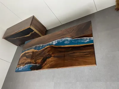 Produktbild von Esstisch Table Epoxidharz Massiv Tische 220x90 Flusstisch Echtes Holz Möbel Neu