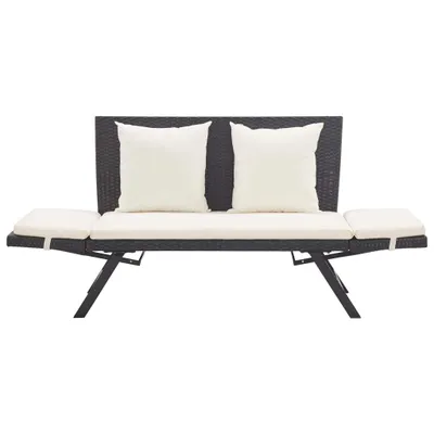 Produktbild von vidaXL Gartenbank mit Auflagen 176 cm Schwarz Poly Rattan