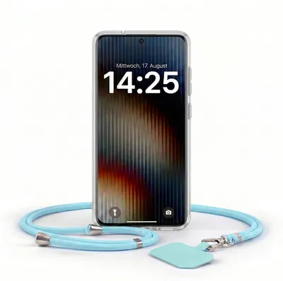 Produktbild von Handyhülle für Samsung Galaxy S20 mit Handykette Band in Hellblau Kordel Hülle Case Schutzhülle Transparent