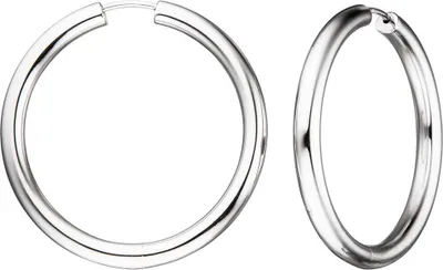 Produktbild von Paar Ohrringe Creolen rund 39,6mm aus 925 Silber rhodiniert Silberohrringe Damen