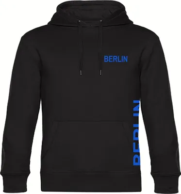 Produktbild von multifanshop Kapuzen Sweatshirt - Berlin blau - Brust & Seite, schwarz, Größe 3XL