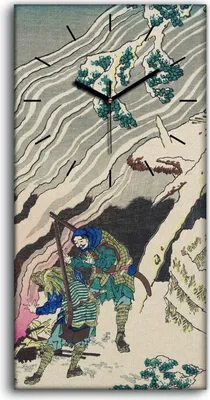 Produktbild von Wohnzimmer-Bild Leinwand Uhr 30x60 Malerei Abstrakte Asiatische Samurai Kunst - schwarze Hände
