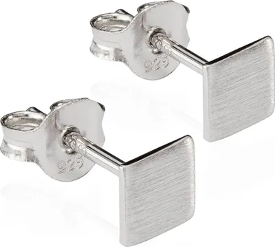 Produktbild von Paar Ohrstecker Platte 925 Silber anlaufgeschützt matt 5x5mm kleine Ohrringe