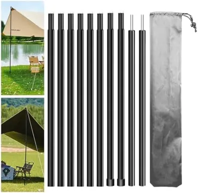 Produktbild von PolkaHome® Teleskop-Zeltstangen aus Eisen, verstellbar, 2 Stück, 43-200 cm, für Camping, Wandern und Reisen