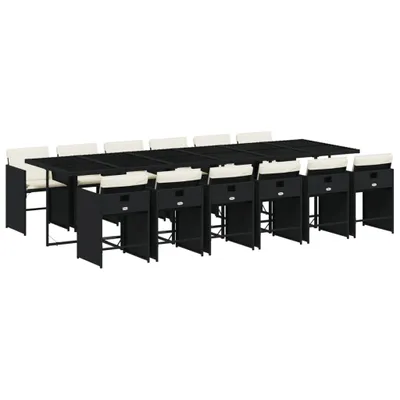 Produktbild von vidaXL 13-tlg. Garten-Essgruppe mit Kissen Schwarz Poly Rattan