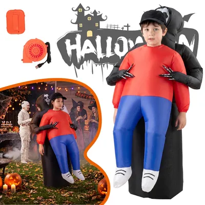 Produktbild von Aufblasbares Sensenmann Kostüm, Passend für Körpergrößen 120-140 cm, Halloween Cosplay Kostüm