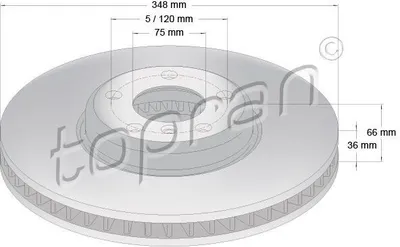 Produktbild von TOPRAN Bremsscheibe Vorne Rechts für BMW 5 Touring (F11) 348mm 502 239