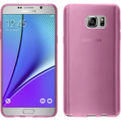 Produktbild von PhoneNatic Case kompatibel mit Samsung Galaxy Note 5 - rosa Silikon Hülle transparent + 2 Schutzfolien