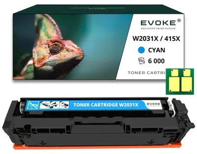 Produktbild von Evoke Kompatible Tonerkartusche HP W2031X (415X) Cyan mit Chip, 6.000 Seiten, für Color LaserJet Pro M454dn/M454dw/M479fdw/M479fdn/M479dw