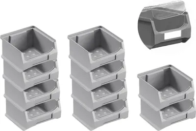 Produktbild von SparSet 10x Graue Sichtlagerbox 1.0 mit Abdeckung | HxBxT 6x10x10cm | 0,4 Liter | Sichtlagerbehälter, Sichtlagerkasten, Sichtlagerkastensortiment, Sortierbehälter
