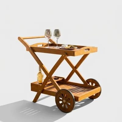 Produktbild von Servierwagen für den Außenbereich aus Holz Trolley Bar