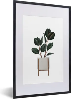 Produktbild von MuchoWow® MuchoWow® Gerahmtes Poster Pflanzen - Blumentopf - Weiß 40x60 cm - Poster mit zchwarzem Bilderrahmen - Poster in Rahmen