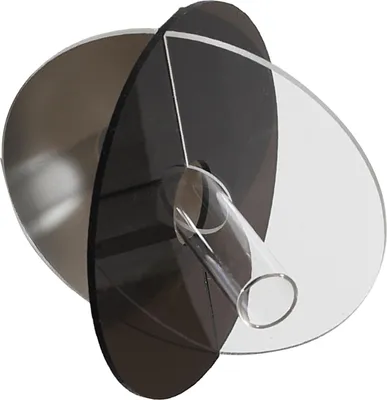 Image de Vase à fleurs géométrique en acrylique Fine Detail Easy To Clean Acrylic Geometric Minimalist Vase for Living Room Table Disc Transparent Grey 15x13x2cm
