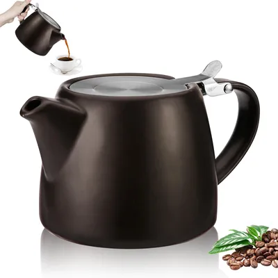 Obrázok produktu pre Porcelánový čajník, čierna keramická kávová kanvica s sitkom, 500 ml