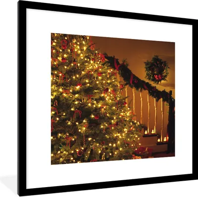 Produktbild von MuchoWow® Gerahmtes Poster Weihnachten - Weihnachtsbaum - Weihnachtsschmuck 40x40 cm - Poster mit Schwarzem Bilderrahmen Wandposter Rahmen Foto Bilder - Poster - Plakat im Rahmen