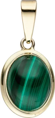 Produktbild von Anhänger mit Malachit grün oval 585 Gold Gelbgold Goldanhänger Malachitanhänger