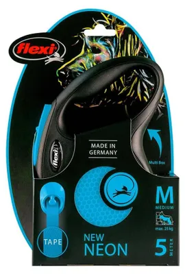 Obrázok produktu pre Flexi Neon, Pes, Zaťahovacia vôdzka, Čierna, Modrá, Remienok, 25 kg, Jednofarebné