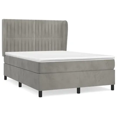 Produktbild von vidaXL Boxspringbett mit Matratze Hellgrau 140x200 cm Samt