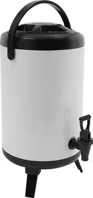 Image de Distributeur de boissons isotherme - Récipient thermique avec robinet - Contenance 10 l - Pour boissons chaudes et froides - Acier inoxydable - Blanc