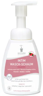 Produktbild von Bioturm 428, Intim-Waschlotion, Weiblich, 250 ml, Flasche, 2 bis 3 Mal pumpen, mit dem Schaum reinigen und mit Wasser nachwaschen. Sehr ergiebig durch..., Glycerin, Aqua, Whey*, Decyl Glucoside, Alcohol, Vaccinium Macrocarpon Fruit Juice*, Sodium Lauryl...