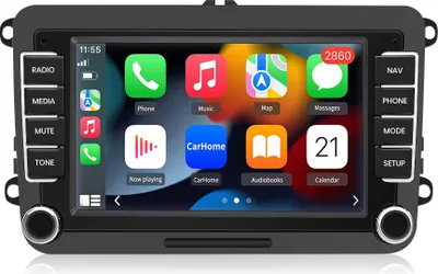 Obrázok produktu pre 7-palcové autorádio s Androidom 15, GPS, navigáciou, Bluetooth a CarPlay pre modely Golf 5, 6, Passat B6, B7, Seat Jetta, Touran, Polo, EOS, Caddy, s DAB+, Wi-Fi, FM, RDS, SWC, DAB+, 2DIN, 2 GB + 64 GB