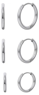 Image de 3 paires de boucles d'oreilles créoles dorées pour femmes et filles