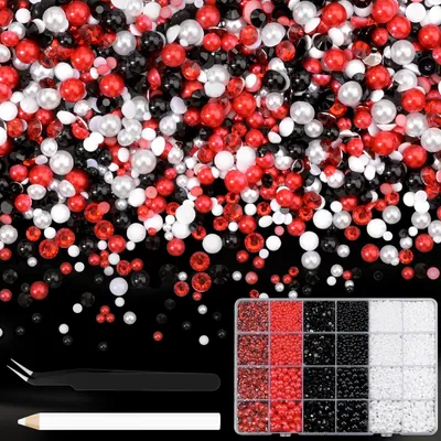 10.000 Strasssteine & Perlen 3–8 mm, DIY-Set mit Pinzette