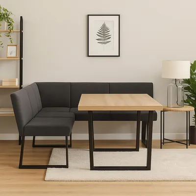 Produktbild von Eckbank 192 x 152 cm Schwarz Vemal kurzer Schenkel rechts