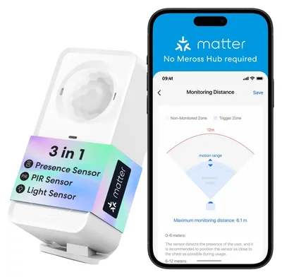 Produktbild von Präsenzsensor, Fortschrittliche Erkennungstechnologie, Funktioniert mit mehreren Ökosystemen, EU-Adapter