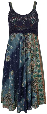 Produktbild von Boho Minikleid, Sommerkleid, Krinkelkleid - Blau, Damen, Viskose, Kleider