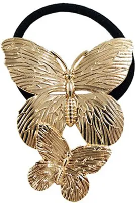 Image de Chouchou avec motif papillon filigrane doré