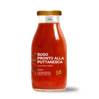 Produktbild von Fertige -Tomatensoße mit Kirschtomaten nach Puttanesca-Art, 250 g