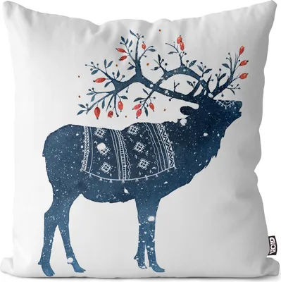 Produktbild von VOID Hirsch Winter Pflanzen Schnee Kissenbezug Kissenhülle Sofakissen Kissen Deko Outdoor-Kissen Dekokissen