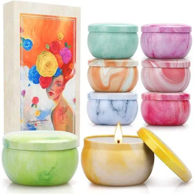 Productafbeelding van Unyqoos® Geurkaarsen Geschenkset – 8 stuks. 8 verschillende geuren (bijv. lavendel, watermeloen, rozenchampagne) in sojawas, perfect als cadeau voor vrouwen