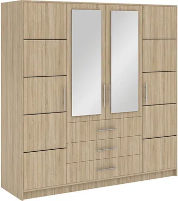 Produktbild von Kleiderschrank BALI D4 mit Spiegel, Drehtürenschrank, Schrank, Schlafzimmerschrank, großer Stauraum (Sonoma)