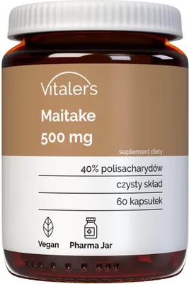 Immagine prodotto di Vitaler's Maitake 500 mg - 60 capsule, vegano, integratore alimentare per 2 mesi, senza conservanti, composizione pura