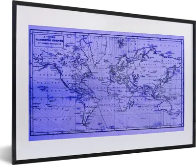 Produktbild von MuchoWow® MuchoWow® Gerahmtes Poster Weltkarte - Vintage - Lila 60x40 cm - Poster mit zchwarzem Bilderrahmen - Schlafzimmer - Plakat in Rahmen - Drucken