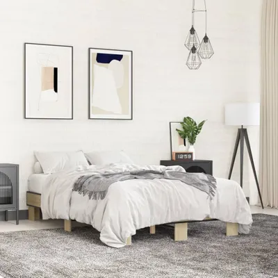 Produktbild von "2026 Promotion" Bettgestell moderne - Sonoma-Eiche 120x200 cm - Holzwerkstoff und Metall - Polsterbett CC30283