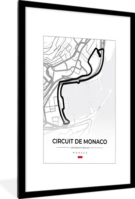 Produktbild von MuchoWow® Gerahmtes Poster Monaco - Formel 1 - Circuit de Monaco - Rennstrecke - Weiß 60x90 cm - Poster mit Schwarzem Bilderrahmen Wandposter Rahmen Foto Bilder - Dekoration - Wandposter Wohnzimmer - Hochwertig
