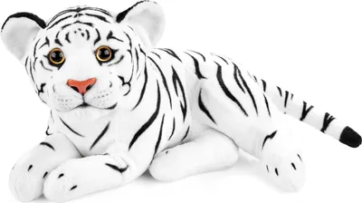 Immagine prodotto di BRUBAKER Peluche tigre - Peluche da 30 cm - Peluche per bambini grande gatto sdraiato - Peluche per bambini, bianco