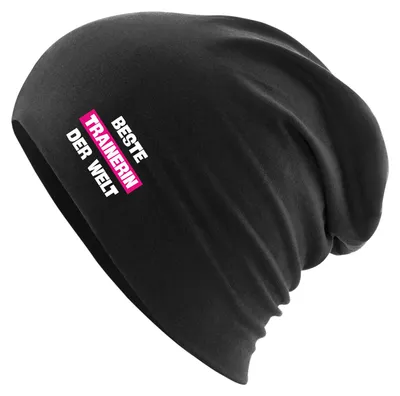 Produktbild von Huuraa Beanie Beste Trainerin der Welt Black One Size Baumwolle und Elasthan Mütze Geschenkidee
