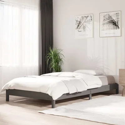Image de Maison Exclusive - Lit superposé gris 75x190 cm en bois massif de pin
