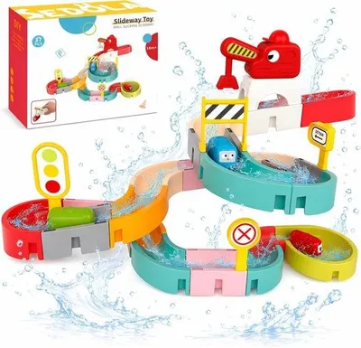 Produktbild von 37 Teile Badespielzeug-Kugelbahn, DIY-Wand-Badebecken, Wasserspielzeug mit Saugnäpfen für Kinder, Badespielzeug ab 3 Jahren