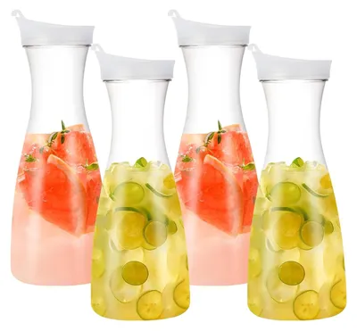 Obrázok produktu pre TRANKIELO® - Kanvica s vekom - 1 litrová plastová kanvica - 4 kusy - ideálna na džús, čaj a koktaily