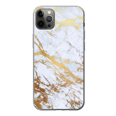 Produktbild von MuchoWow® Handyhülle Schutzhülle Hülle für iPhone 13 Pro Max Marmor - Gold - Weiß - Luxe - Marmoroptik - Glitzer Silikon Softcase Handy Hülle - Mobiltelefon