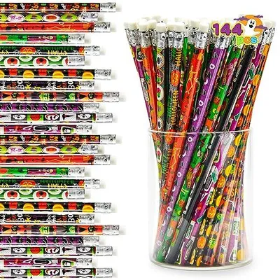 Produktbild von Halloween Bleistifte Set - 144 Stück - 12 Designs für Kinder - 840332606897
